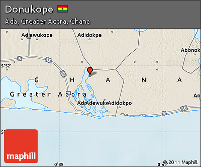 Shaded Relief Map of Donukope