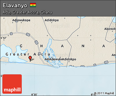 Shaded Relief Map of Elavanyo
