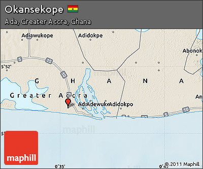 Shaded Relief Map of Okansekope