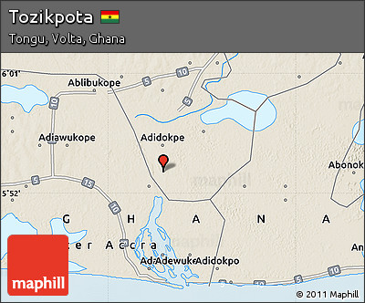Shaded Relief Map of Tozikpota