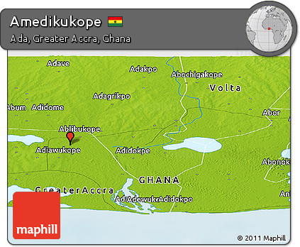 Physical Panoramic Map of Amedikukope