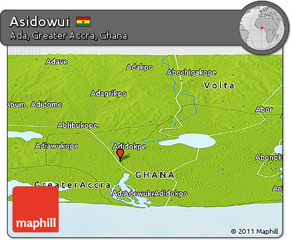 Physical Panoramic Map of Asidowui