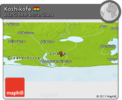 Physical Panoramic Map of Koshikofe