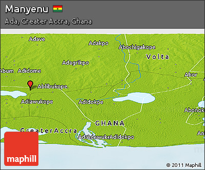 Physical Panoramic Map of Manyenu