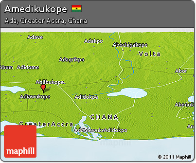 Physical Panoramic Map of Amedikukope