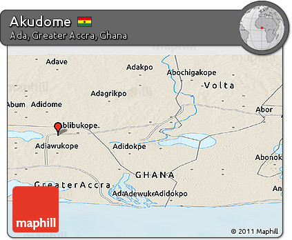 Shaded Relief Panoramic Map of Akudome