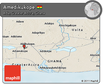 Shaded Relief Panoramic Map of Amedikukope