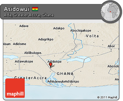 Shaded Relief Panoramic Map of Asidowui