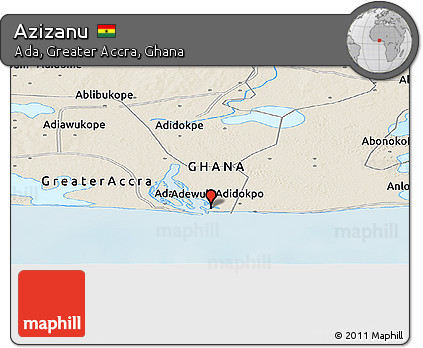 Shaded Relief Panoramic Map of Azizanu