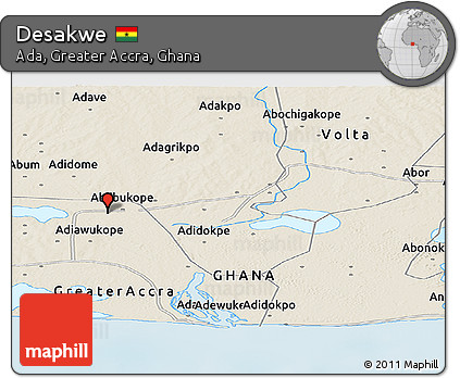 Shaded Relief Panoramic Map of Desakwe