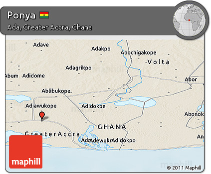 Shaded Relief Panoramic Map of Ponya