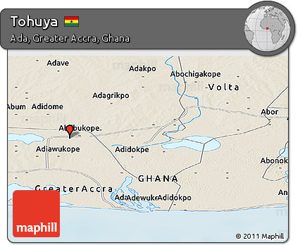 Shaded Relief Panoramic Map of Tohuya