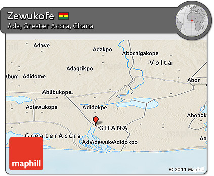 Shaded Relief Panoramic Map of Zewukofe