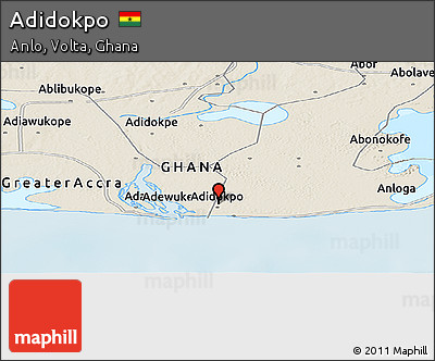 Shaded Relief Panoramic Map of Adidokpo