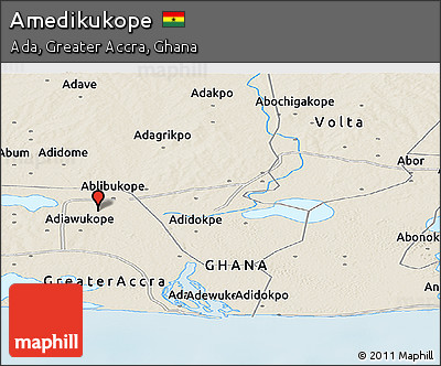 Shaded Relief Panoramic Map of Amedikukope