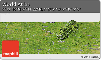 Satellite Panoramic Map of the Area around 5°&nbsp;56'&nbsp;49"&nbsp;N,&nbsp;0°&nbsp;46'&nbsp;30"&nbsp;W