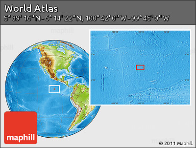 Physical Location Map of the Area around 5° 56' 49" N, 100° 13' 29" W