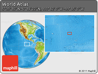 Physical Location Map of the Area around 5° 56' 49" N, 100° 13' 29" W