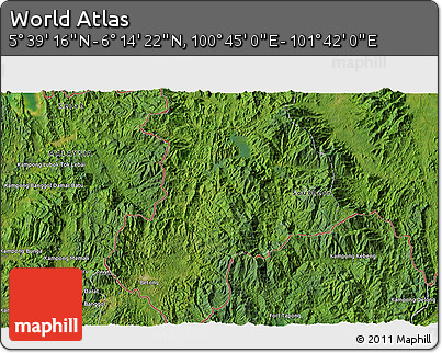 Satellite 3D Map of the Area around 5° 56' 49" N, 101° 13' 29" E