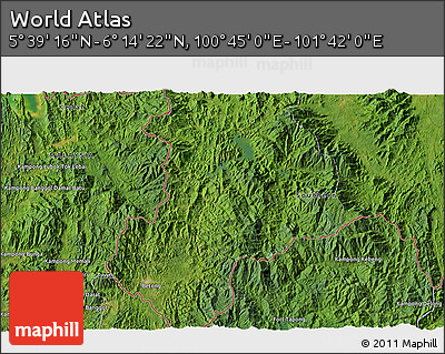 Satellite 3D Map of the Area around 5° 56' 49" N, 101° 13' 29" E