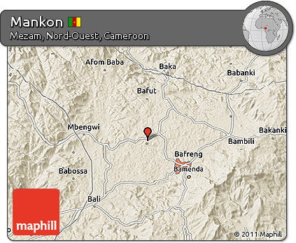 Shaded Relief 3D Map of Mankon