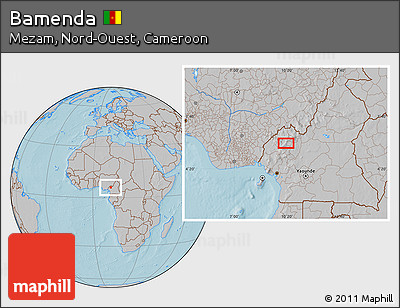Gray Location Map of Bamenda, hill shading