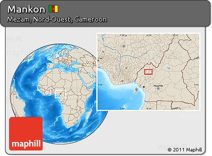 Shaded Relief Location Map of Mankon