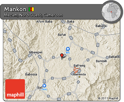 Shaded Relief Map of Mankon
