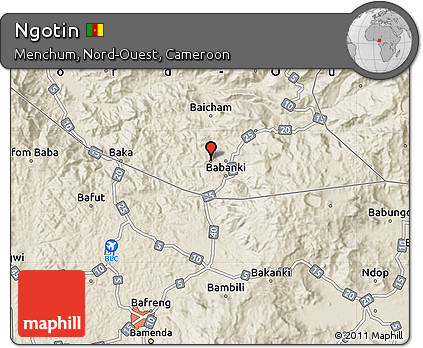 Shaded Relief Map of Ngotin