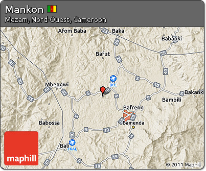 Shaded Relief Map of Mankon