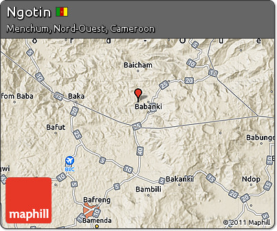Shaded Relief Map of Ngotin