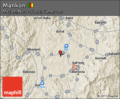 Shaded Relief Map of Mankon