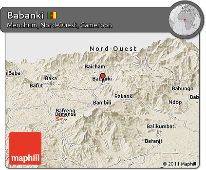 Shaded Relief Panoramic Map of Babanki
