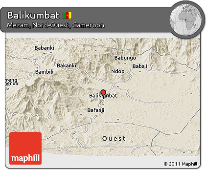 Shaded Relief Panoramic Map of Balikumbat