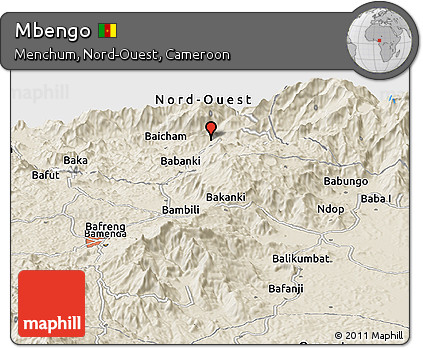 Shaded Relief Panoramic Map of Mbengo