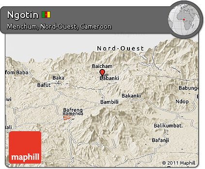 Shaded Relief Panoramic Map of Ngotin