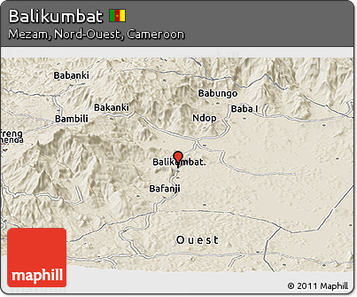 Shaded Relief Panoramic Map of Balikumbat