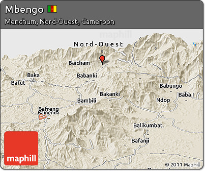 Shaded Relief Panoramic Map of Mbengo