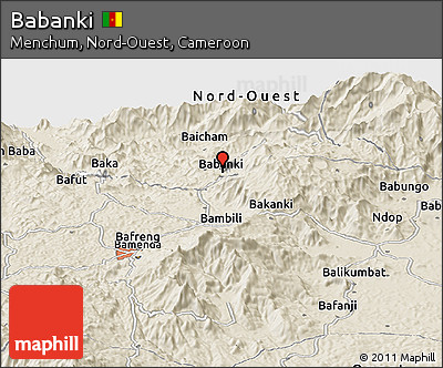 Shaded Relief Panoramic Map of Babanki