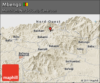 Shaded Relief Panoramic Map of Mbengo