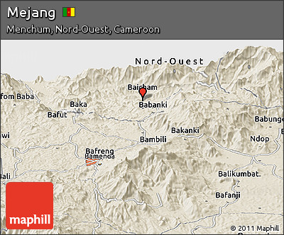 Shaded Relief Panoramic Map of Mejang