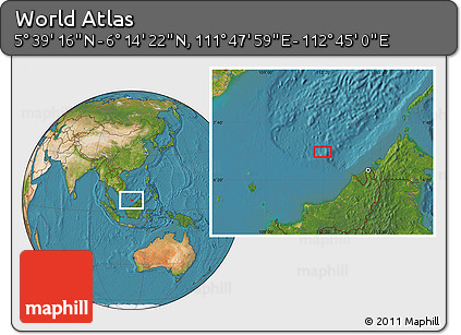 Satellite Location Map of the Area around 5° 56' 49" N, 112° 16' 30" E
