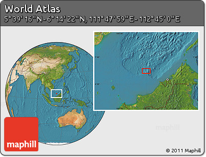 Satellite Location Map of the Area around 5° 56' 49" N, 112° 16' 30" E