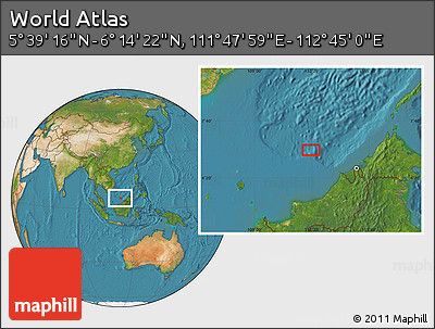 Satellite Location Map of the Area around 5° 56' 49" N, 112° 16' 30" E
