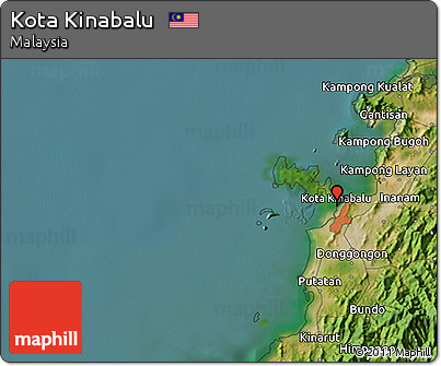 Satellite 3D Map of Kota Kinabalu