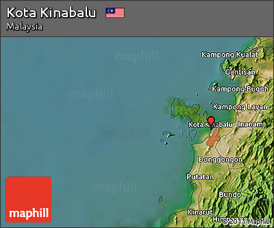 Satellite 3D Map of Kota Kinabalu