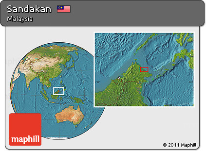 Satellite Location Map of Sandakan