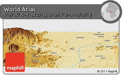 Physical Panoramic Map of the Area around 5° 56' 49" N, 11° 7' 30" E