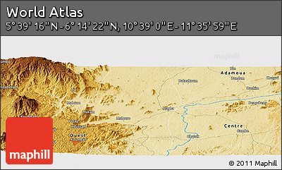 Physical Panoramic Map of the Area around 5° 56' 49" N, 11° 7' 30" E