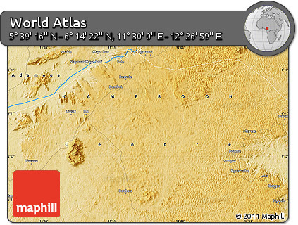 Physical Map of the Area around 5° 56' 49" N, 11° 58' 29" E